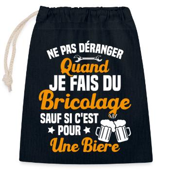 Ne pas déranger quand je fais du bricolage Humour - Sac cadeau en coton avec cordon (25 x 30 cm) - bleu marine - Devant