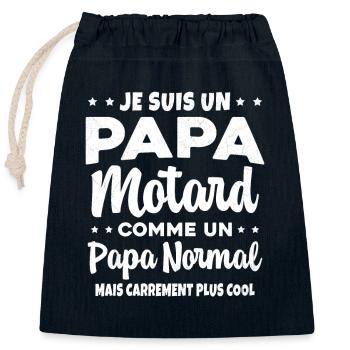 Homme Papa Motard Humour Cadeau motocycliste - Sac cadeau en coton avec cordon (25 x 30 cm) - bleu marine - Devant