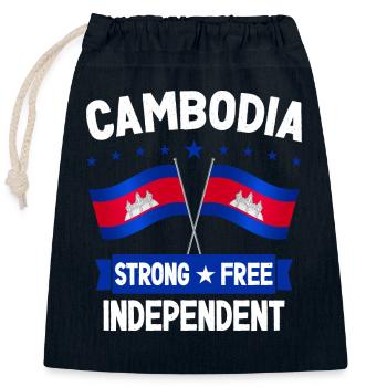 Cambodge - Sac cadeau en coton avec cordon (25 x 30 cm) - bleu marine - Devant