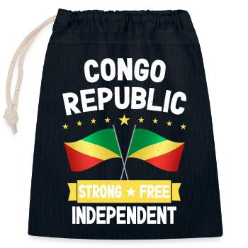République du Congo - Sac cadeau en coton avec cordon (25 x 30 cm) - bleu marine - Devant