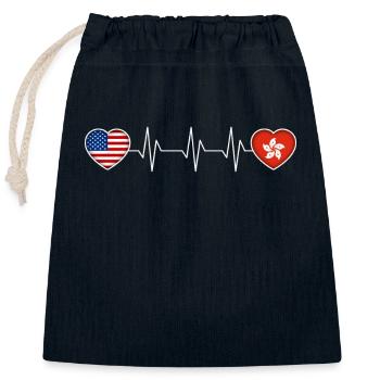 Hong Kong - Closable cotton gift bag (25x30cm) - navy - Front