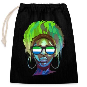 Sierra Leone - Closable cotton gift bag (25x30cm) - black - Front