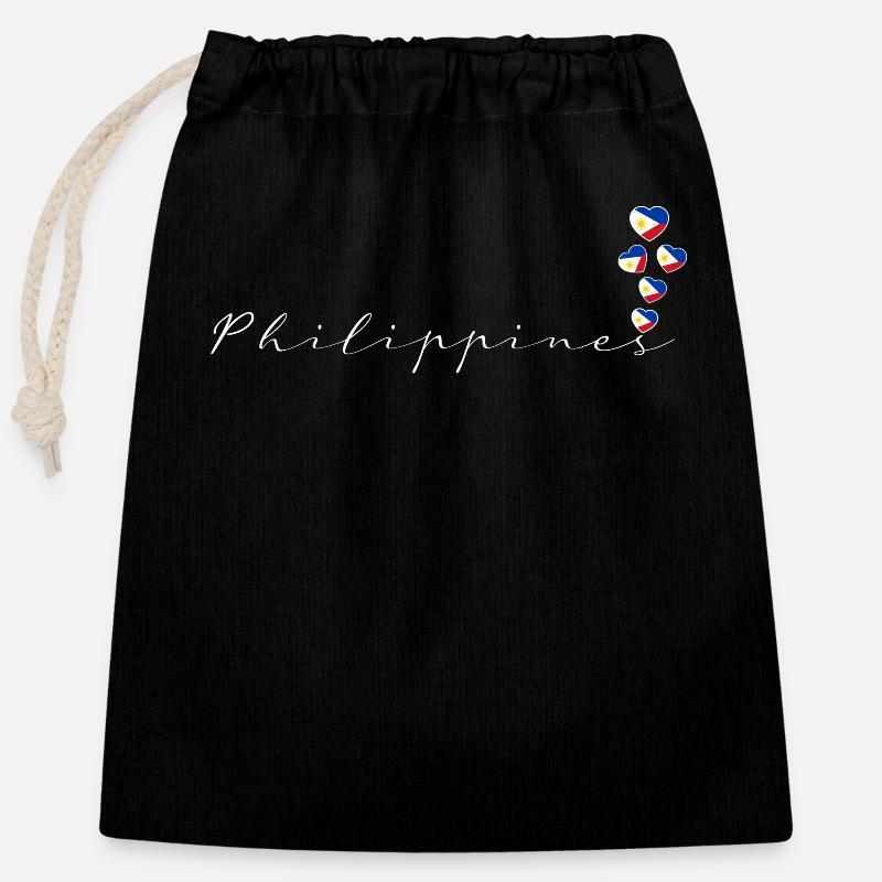 Philippines - Sac cadeau en coton avec cordon (25 x 30 cm) - noir