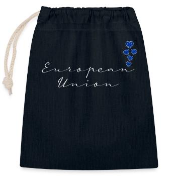 Union européenne - Sac cadeau en coton avec cordon (25 x 30 cm) - bleu marine - Devant
