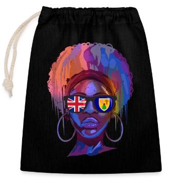 Turks et Caicos (Îles) - Sac cadeau en coton avec cordon (25 x 30 cm) - noir - Devant