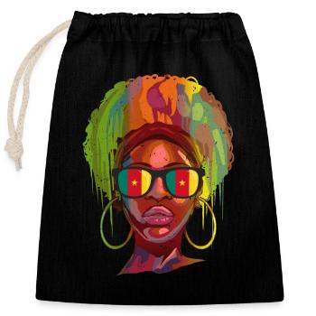 Cameroon - Closable cotton gift bag (25x30cm) - black - Front