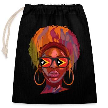 East Timor - Closable cotton gift bag (25x30cm) - black - Front