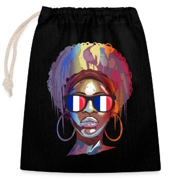 France - Sac cadeau en coton avec cordon (25 x 30 cm) - noir - Devant