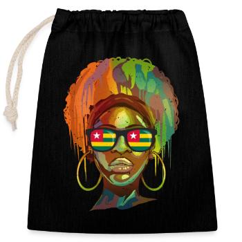 Togo - Closable cotton gift bag (25x30cm) - black - Front