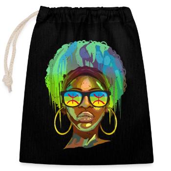 Amazigh - Sac cadeau en coton avec cordon (25 x 30 cm) - noir - Devant