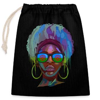 Roma - Closable cotton gift bag (25x30cm) - black - Front