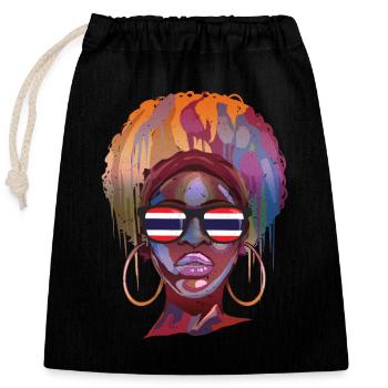 Thaïlande - Sac cadeau en coton avec cordon (25 x 30 cm) - noir - Devant
