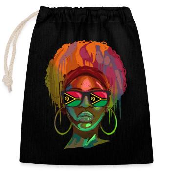 Vanuatu - Sac cadeau en coton avec cordon (25 x 30 cm) - noir - Devant
