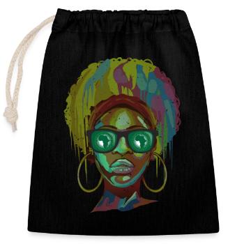 African Union - Closable cotton gift bag (25x30cm) - black - Front