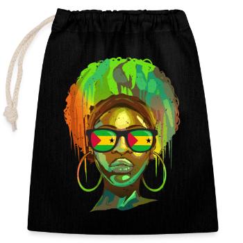 Sao Tomé et Principe - Sac cadeau en coton avec cordon (25 x 30 cm) - noir - Devant