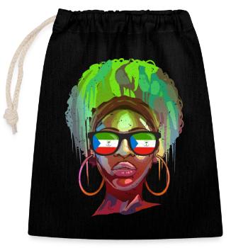 Guinée équatoriale - Sac cadeau en coton avec cordon (25 x 30 cm) - noir - Devant