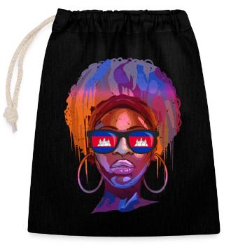 Cambodia - Closable cotton gift bag (25x30cm) - black - Front