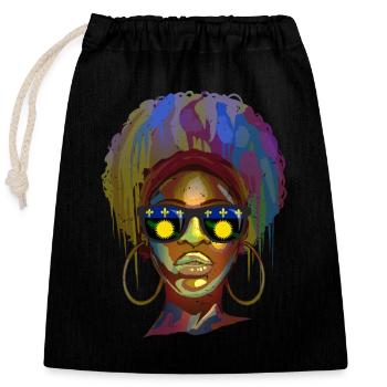 Guadeloupe - Sac cadeau en coton avec cordon (25 x 30 cm) - noir - Devant