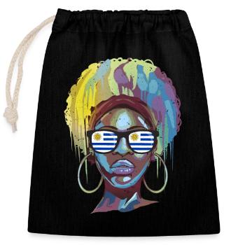 Uruguay - Closable cotton gift bag (25x30cm) - black - Front