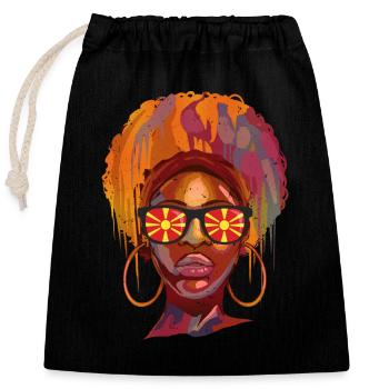 Macédoine du Nord - Sac cadeau en coton avec cordon (25 x 30 cm) - noir - Devant