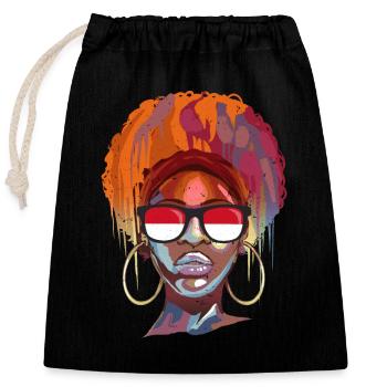 Indonesia - Closable cotton gift bag (25x30cm) - black - Front