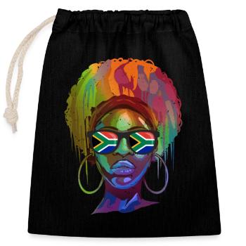 South Africa - Closable cotton gift bag (25x30cm) - black - Front