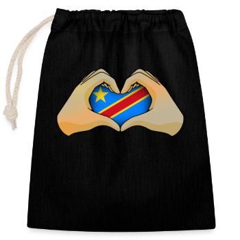 République démocratique du Congo - Sac cadeau en coton avec cordon (25 x 30 cm) - noir - Devant