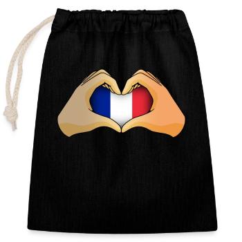 France - Closable cotton gift bag (25x30cm) - black - Front