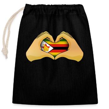 Zimbabwe - Sac cadeau en coton avec cordon (25 x 30 cm) - noir - Devant