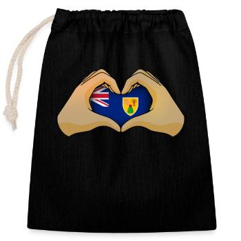 Turks and Caicos Islands - Closable cotton gift bag (25x30cm) - black - Front