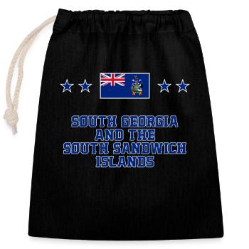 South Georgia and the South Sandwich Islands - Closable cotton gift bag (25x30cm) - black - Front