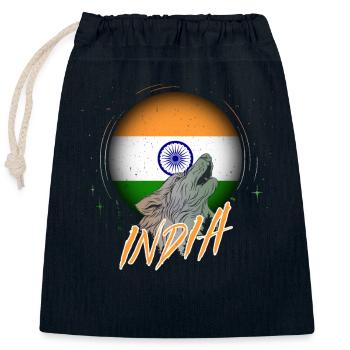 Indien - Verschließbarer Geschenkbeutel aus Baumwolle (25x30cm) - Navy - Vorne