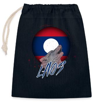 Laos - Verschließbarer Geschenkbeutel aus Baumwolle (25x30cm) - Navy - Vorne