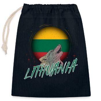 Lithuania - Closable cotton gift bag (25x30cm) - navy - Front