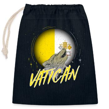 Vatican - Sac cadeau en coton avec cordon (25 x 30 cm) - bleu marine - Devant