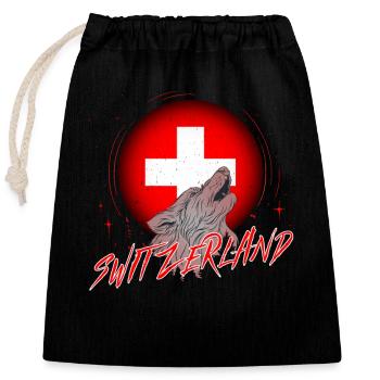 Switzerland - Closable cotton gift bag (25x30cm) - black - Front