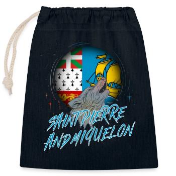 St. Pierre und Miquelon - Verschließbarer Geschenkbeutel aus Baumwolle (25x30cm) - Navy - Vorne