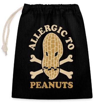 Allergisch gegen Erdnüsse - Erdnuss Allergie - Verschließbarer Geschenkbeutel aus Baumwolle (25x30cm) - Schwarz - Vorne