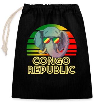 Kongo Republik - Verschließbarer Geschenkbeutel aus Baumwolle (25x30cm) - Schwarz - Vorne