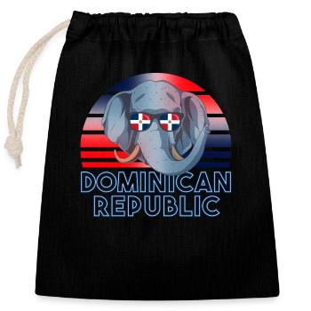 République dominicaine - Sac cadeau en coton avec cordon (25 x 30 cm) - noir - Devant
