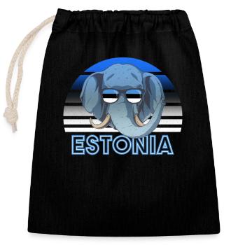 Estonie - Sac cadeau en coton avec cordon (25 x 30 cm) - noir - Devant