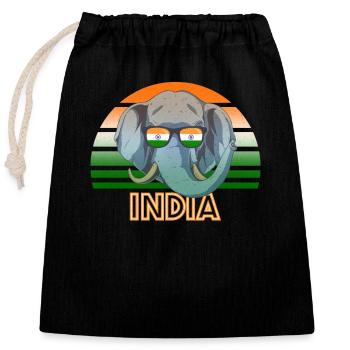 Indien - Verschließbarer Geschenkbeutel aus Baumwolle (25x30cm) - Schwarz - Vorne
