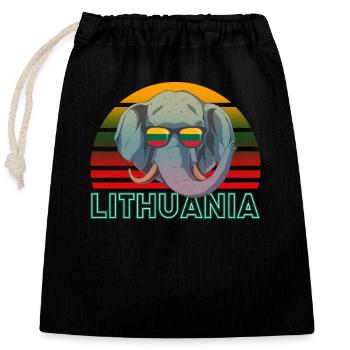 Lithuania - Closable cotton gift bag (25x30cm) - black - Front