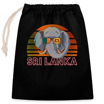 Sri Lanka - Sac cadeau en coton avec cordon (25 x 30 cm) - noir - Devant