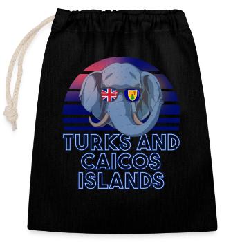 Turks and Caicos Islands - Closable cotton gift bag (25x30cm) - black - Front