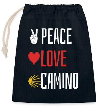 Peace Love Camino - Heart - Closable cotton gift bag (25x30cm) - navy - Front