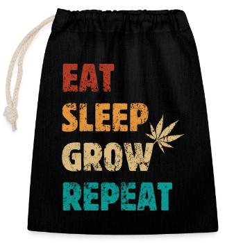 Mangez Dormez Cultivez Répéter - Dicton Sur Le Cannabis - Sac cadeau en coton avec cordon (25 x 30 cm) - noir - Devant
