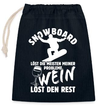 Snowboard löst meine Probleme - Wein Spruch - Verschließbarer Geschenkbeutel aus Baumwolle (25x30cm) - Navy - Vorne