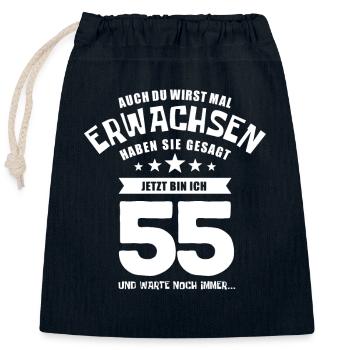 Auch du wirst mal erwachsen, 55 Jahre, Geschenk - Verschließbarer Geschenkbeutel aus Baumwolle (25x30cm) - Navy - Vorne