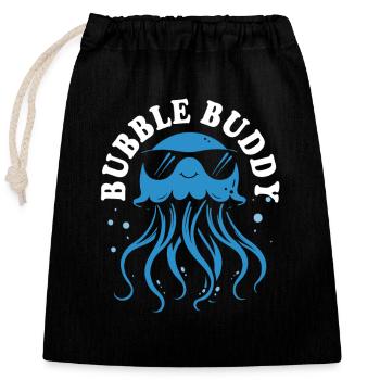 Bubble Buddy - Qualle mit Tentakeln, Meeresbewohne - Verschließbarer Geschenkbeutel aus Baumwolle (25x30cm) - Schwarz - Vorne